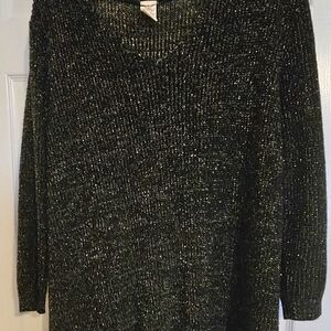 Faded Glory Women's Sparkling Black V-Neck Sweater